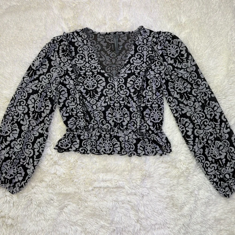 By Anthropologie Jacquard Peasant Blouse